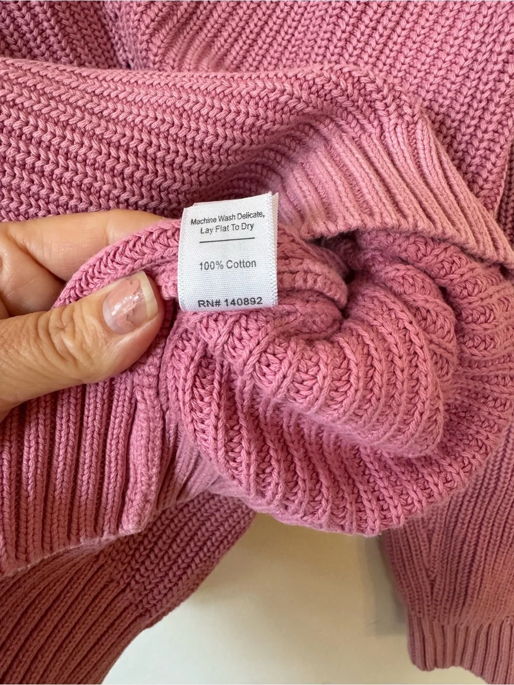 Marine Layer Ezra V-neck Ribbed Cotton Pink Sweater L